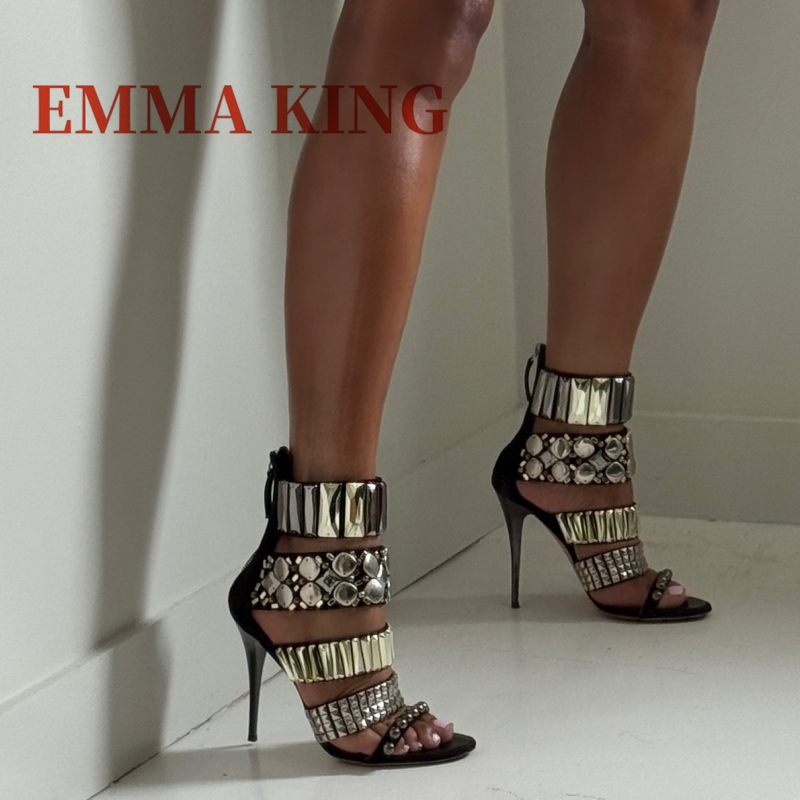 Summer Clothing Dress - Zwart verfraaid enkelbandje sandalen zomer vrouwen