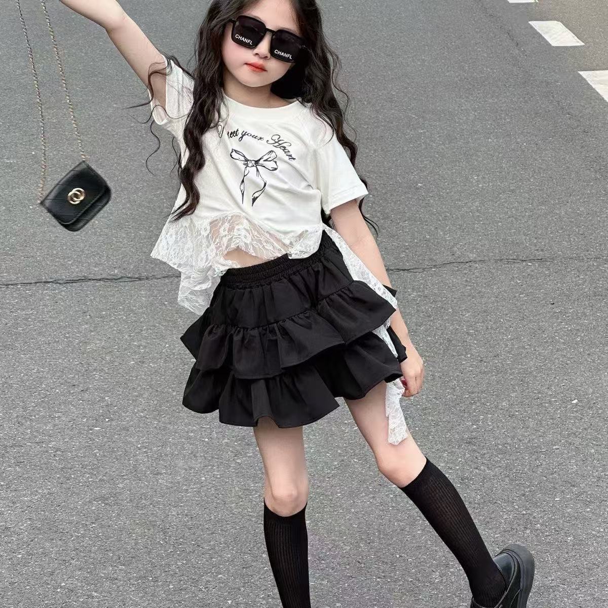 Summer Clothing Teen Girls - Meisjeskledingset Zomer Nieuwe Kant Splice Letter