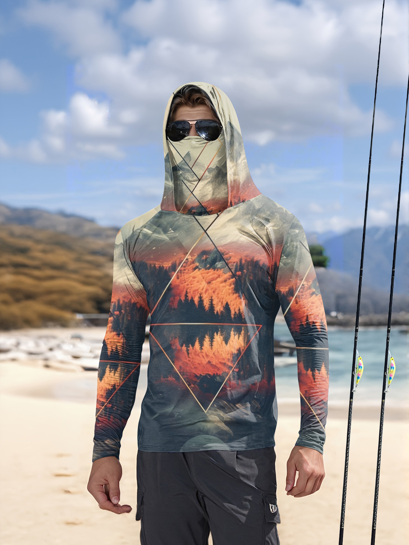 Summer Clothing - Outdoor heren vissershirt met capuchon, ingebouwd
