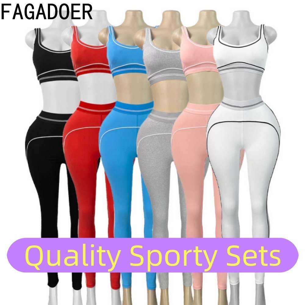 Quality Summer Clothing - FAGADOER Mode Patchwork Kwaliteit Sportieve sets