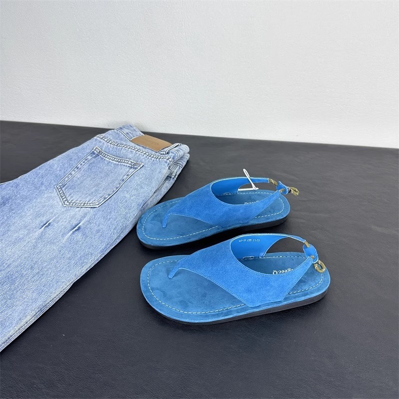 Summer Clothing Korea - Koreaanse minimalistische suède slingback teenslippers dames