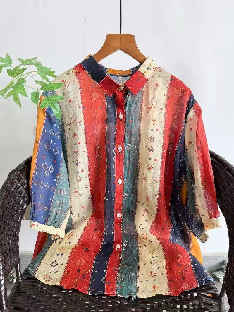 Summer Clothing For Japan - Boheemse 100% Ramie shirts en blouses