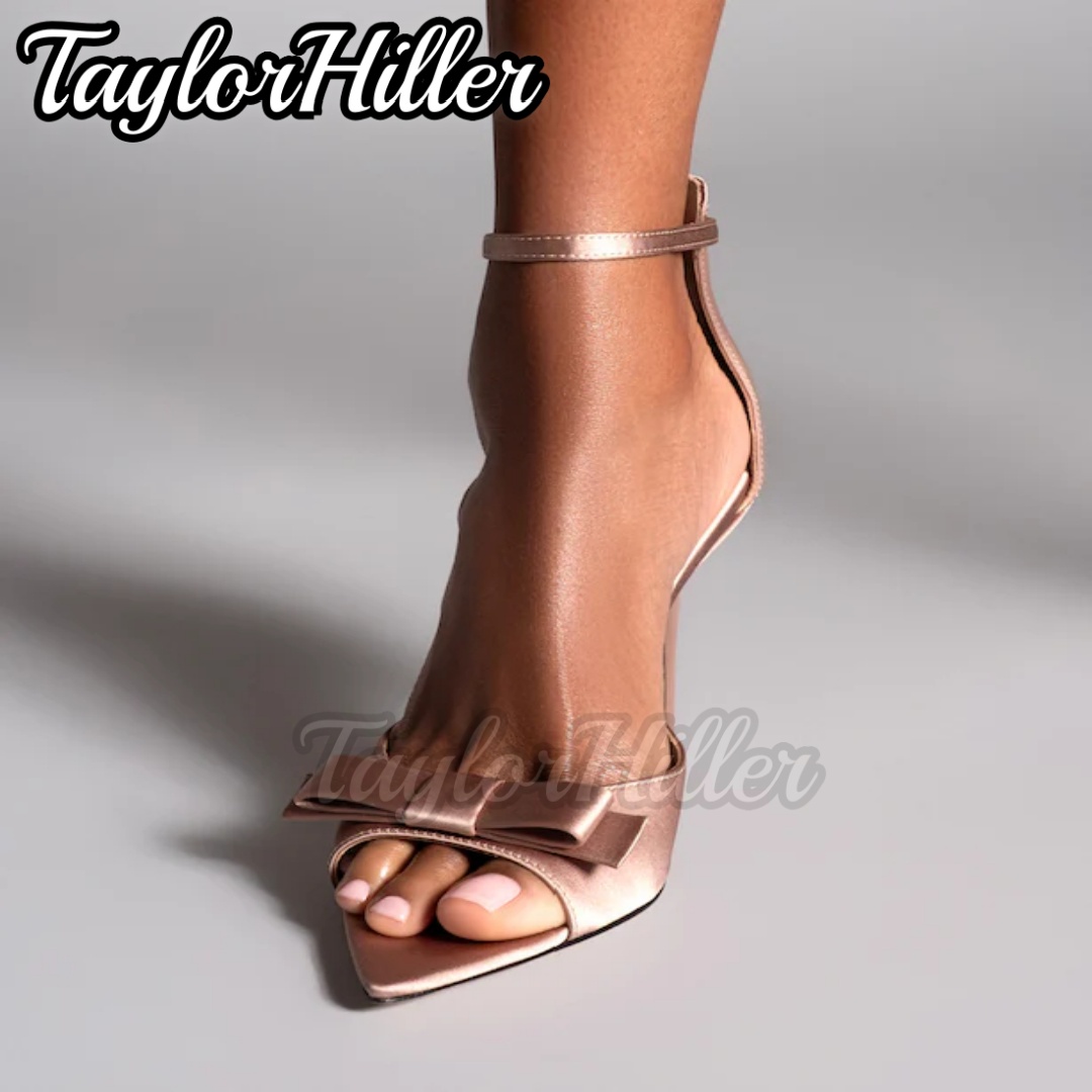 Summer Clothing Sale - Zachte Roze Vlinder-Knoop Hoge Hakken Satijn