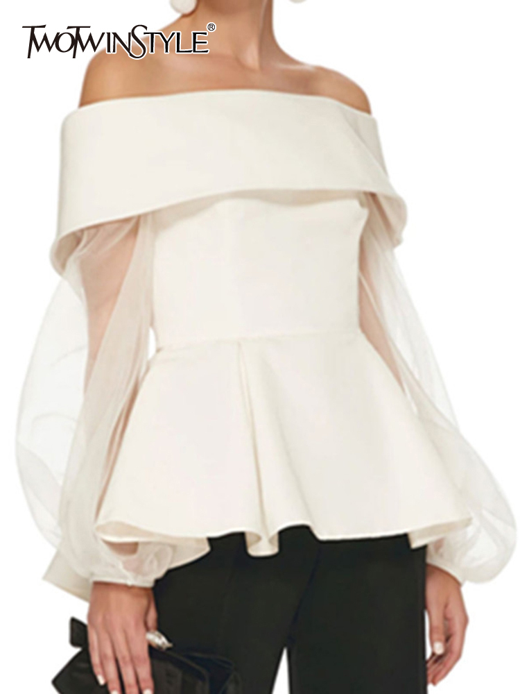 Summer Clothing In Winter - Twotwinstyle Elegant Slash Hals Shirt Voor