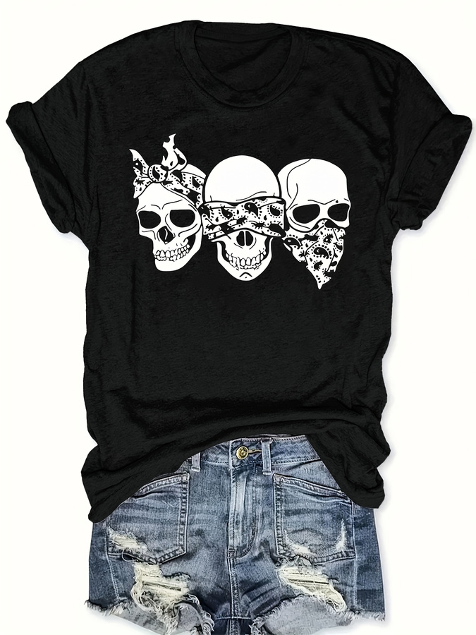 Summer Clothing Trends 2025 - Happy Cartoon Skull T-shirt, losse pasvorm,