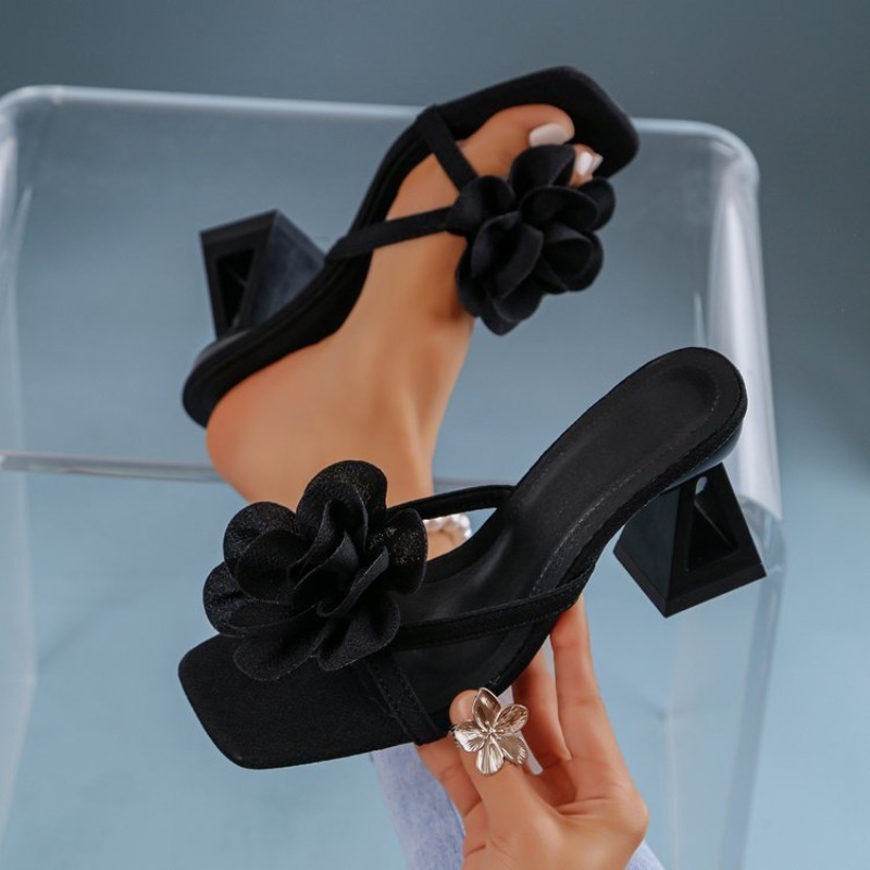 Summer Clothing Dress - Womens 3D Bloem Decor Sandalen Driehoekige