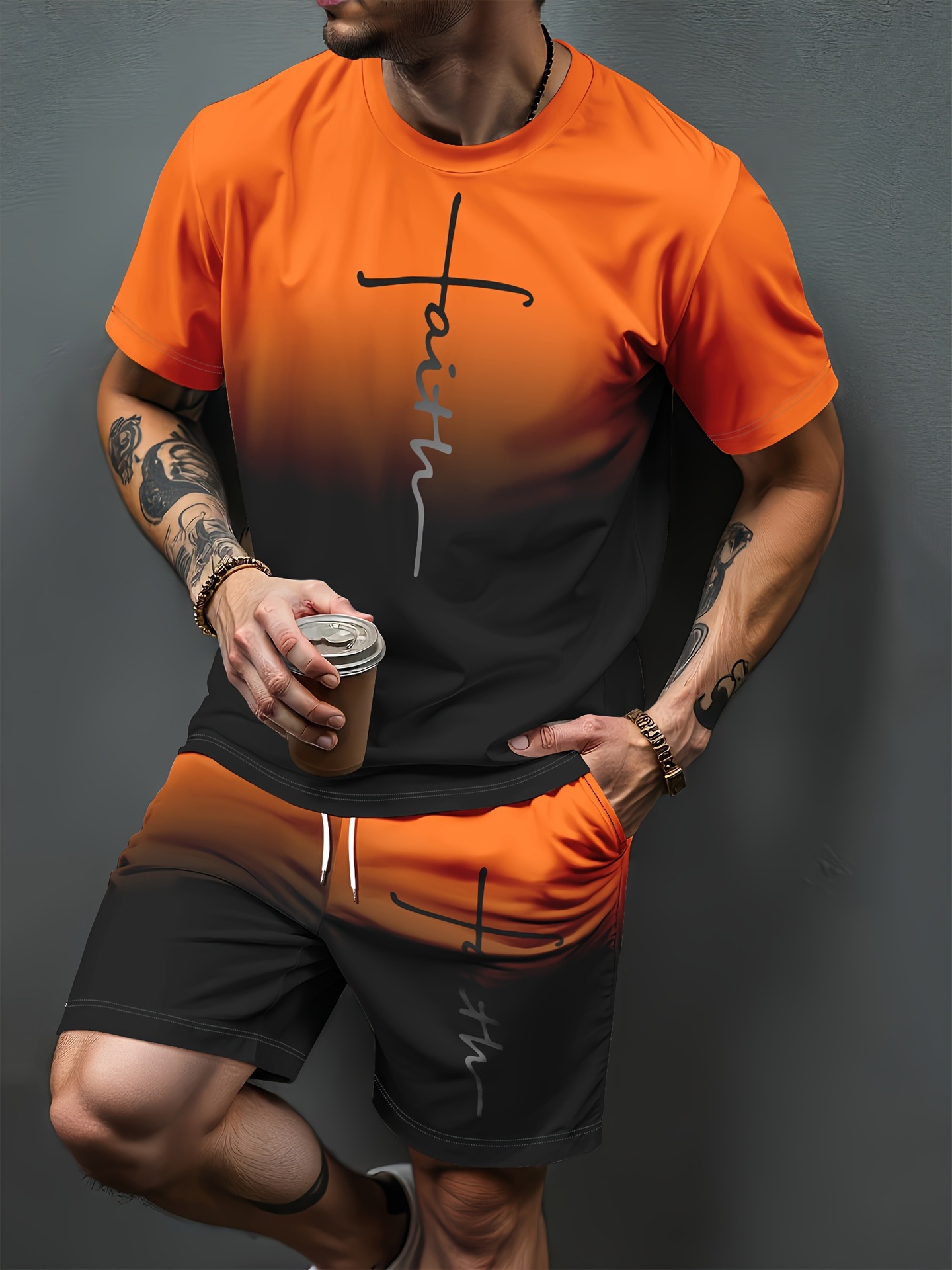 Gradiënt Letter Patroon 3D Pri - Summer Clothing For Young Men recensie en prijs