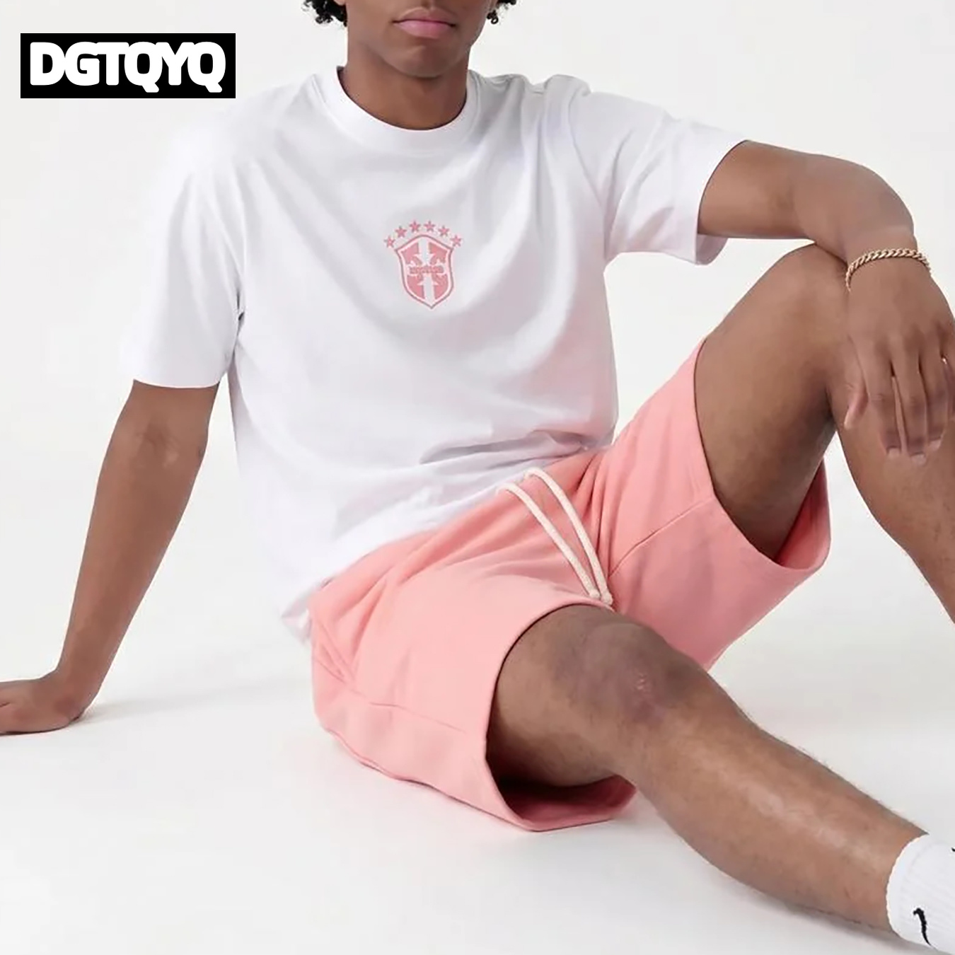 Zomerse nieuwe roze geborduurd - Summer Clothing For Young Men recensie en prijs