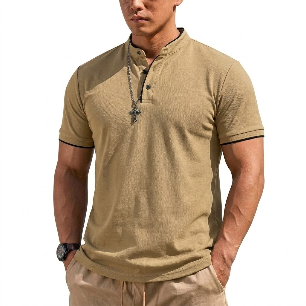 Zomer Henley-shirt met korte m - Summer Clothing For Young Men recensie en prijs